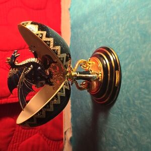 Blue and Gold Dragon Egg Sculpture "Immoral Guardian"